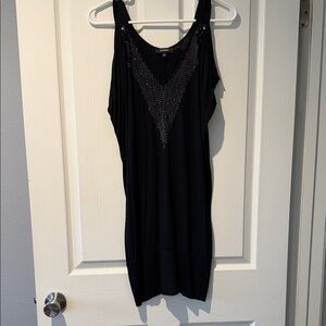 Express Black Dress with Sequin V-Neck